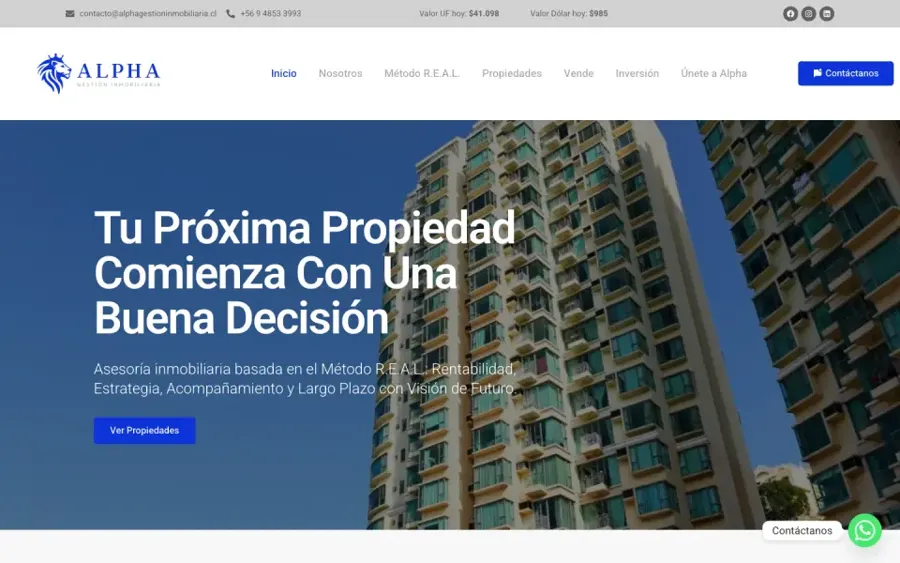 Sitio de Alpha Gestión Inmobiliaria